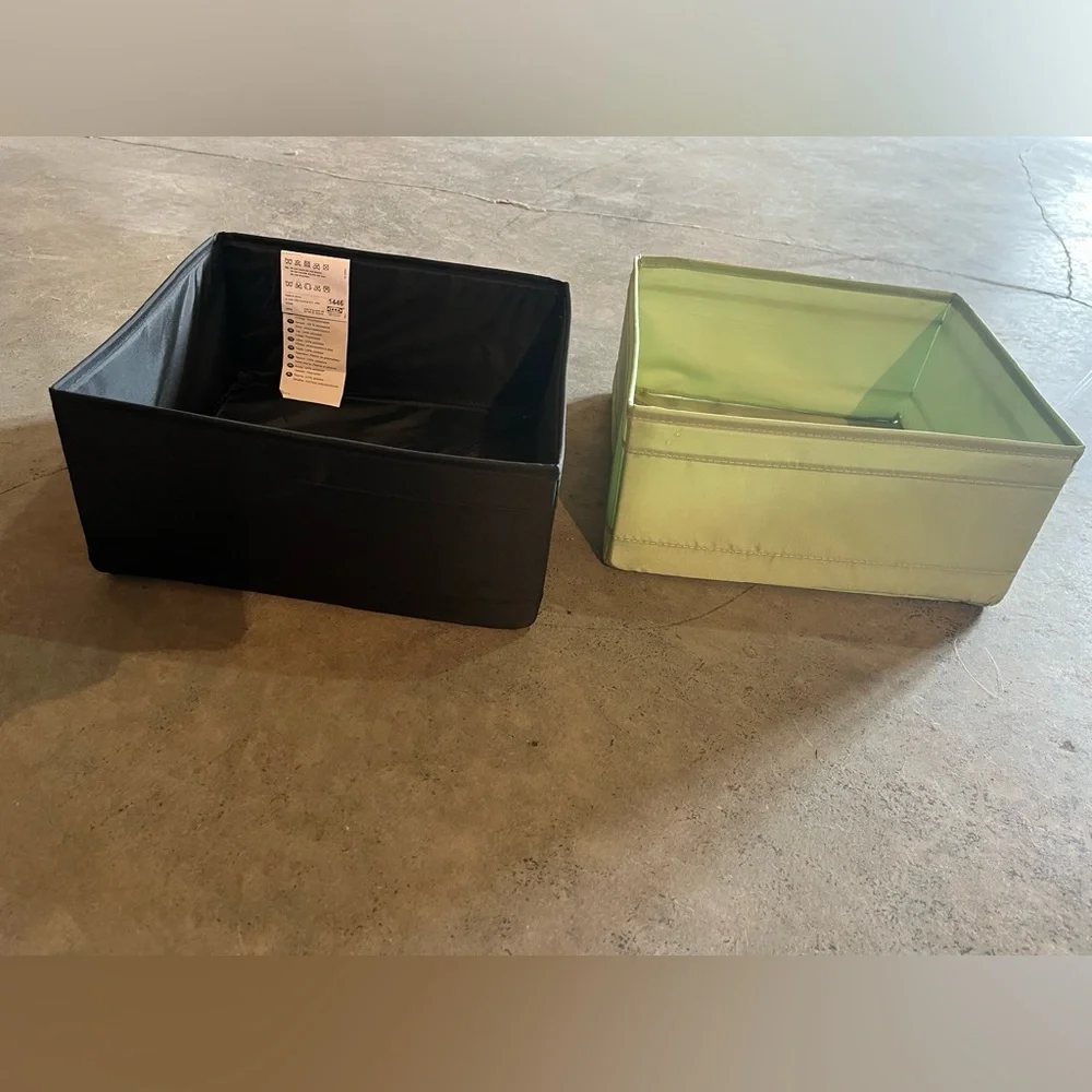 IKEA drawer organizers, mint and black